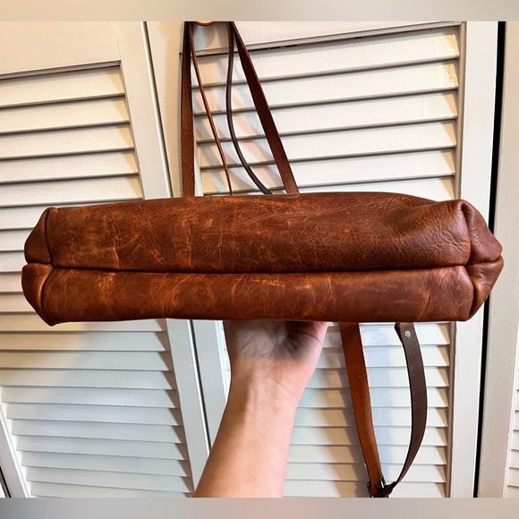 In Blue Handmade Leather Tote Bag - Picture 6 of 10